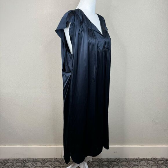 Calypso Blue Satin Silky Soft Sleeveless Slip Dress Romantic Capsule - Picture 3 of 11